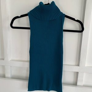 Teal Sleeveless Turtleneck Sweater